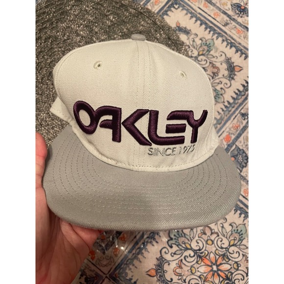 Oakley Other - Oakley New Era 9FIFTY Snapback Hat White Grey Purple Logo Mens Cap Since 1975